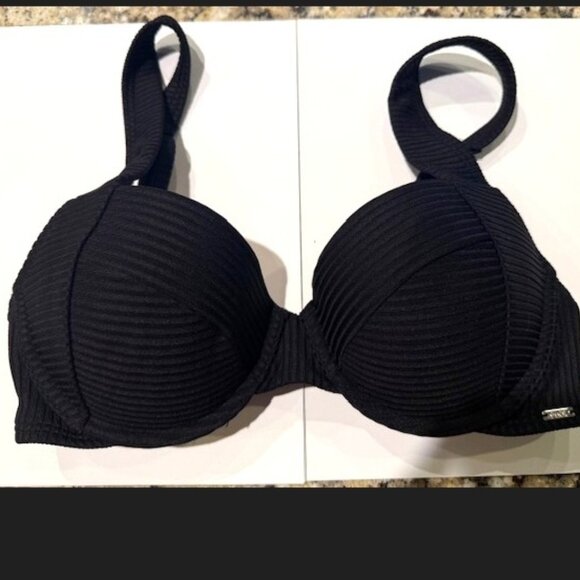 NWT Victoria's Secret Pink Black Push Up Bikini Top size small Black swim - Picture 3 of 4